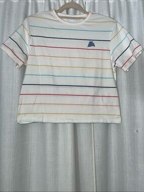 ALDI Gear Striped Tee - White with Multi-Color Stripes